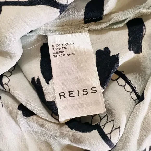 Reiss Sienna Snake Print Long Sleeve Top Size 4 Cream Multi - Picture 6 of 11